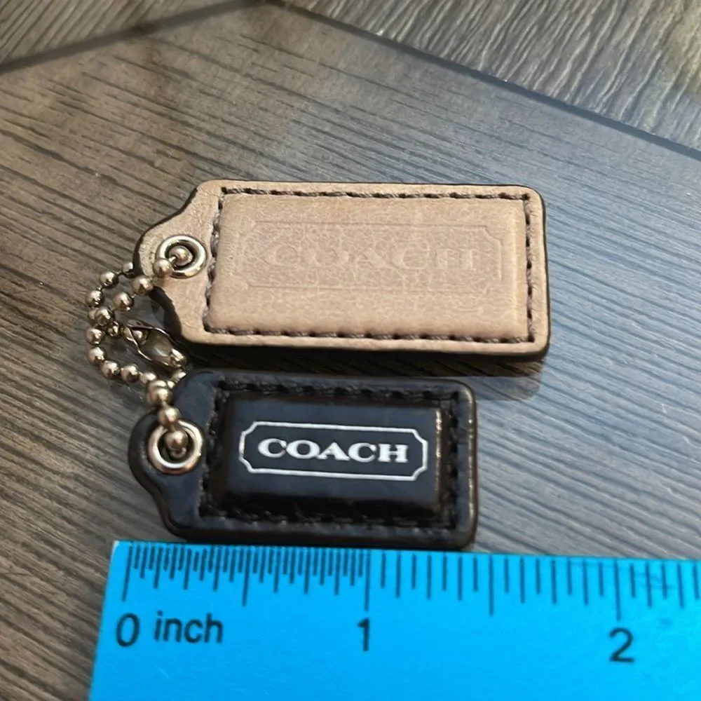 Coach Black and Grayish Tan Leather Keychain Set